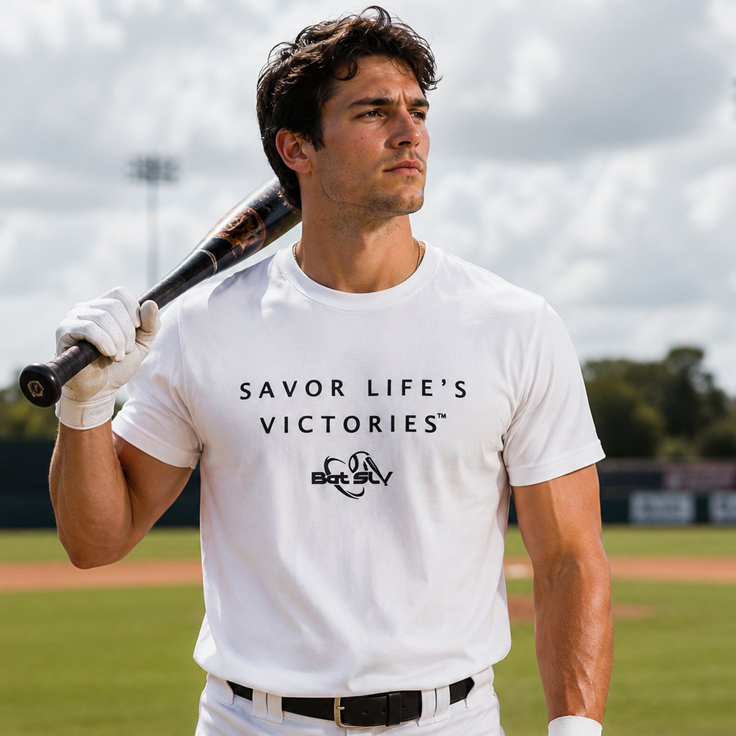 Bat SLV Savor Life's Victories® Limited Edition Premium Black 'n White Tee Shirt