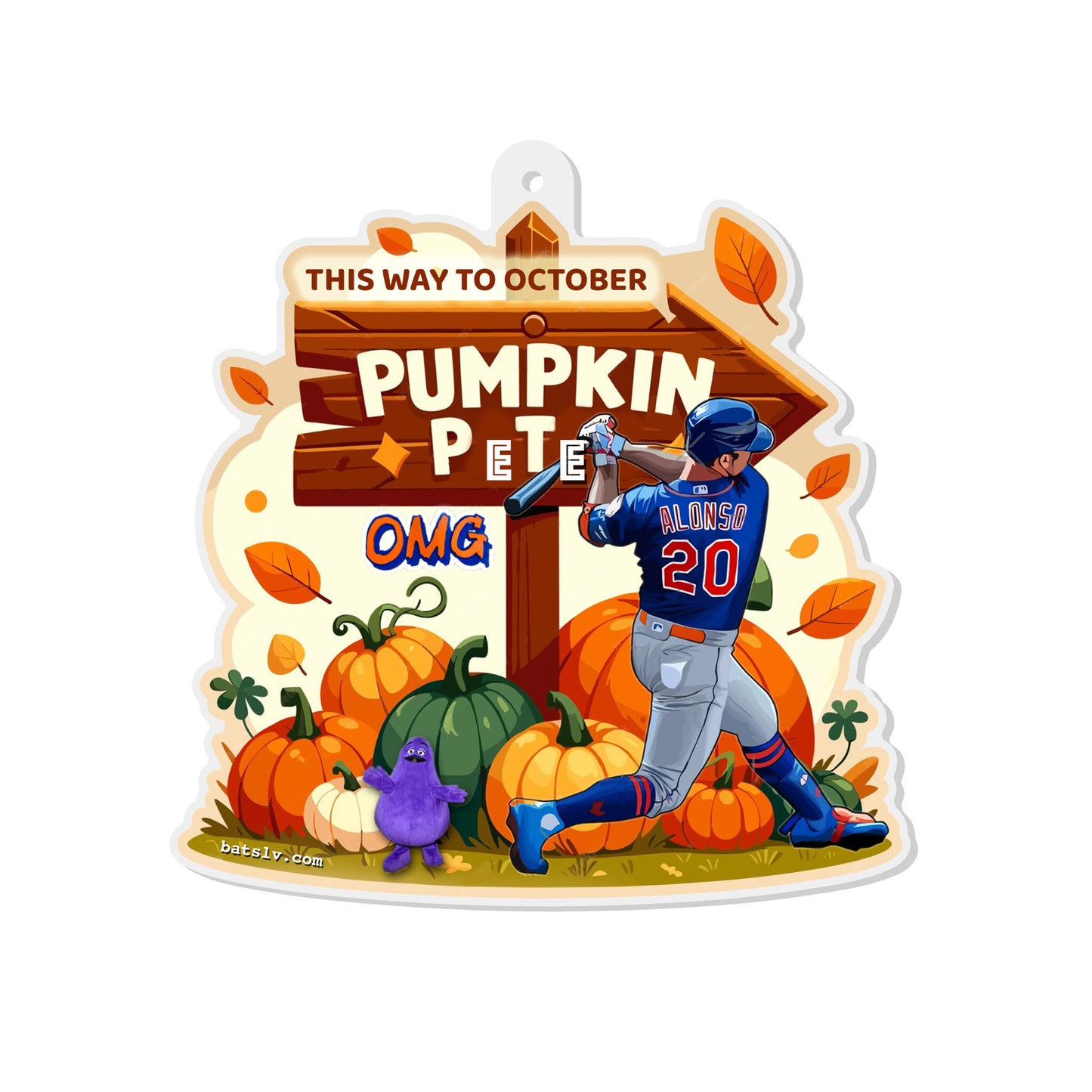 Mets OMG Magnet Pete Alonso 'Pumpkin Pete' Acrylic Exclusive Limited Edition 3"x3"